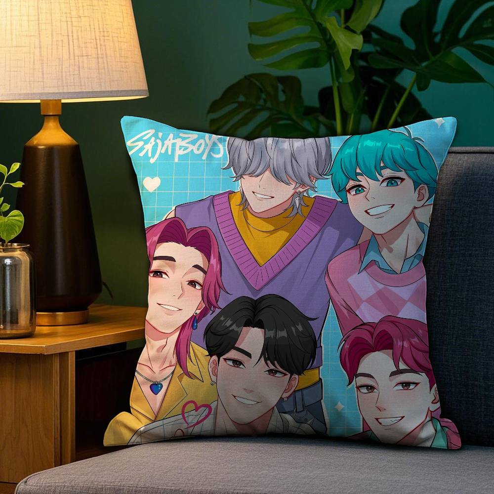 Saja Boys K-Pop Dämonen H-Jäger Kissenbezug Plüschstoff Weich Beidseitiger Druck Sofakissenbezug Wurfkissenbezüge
