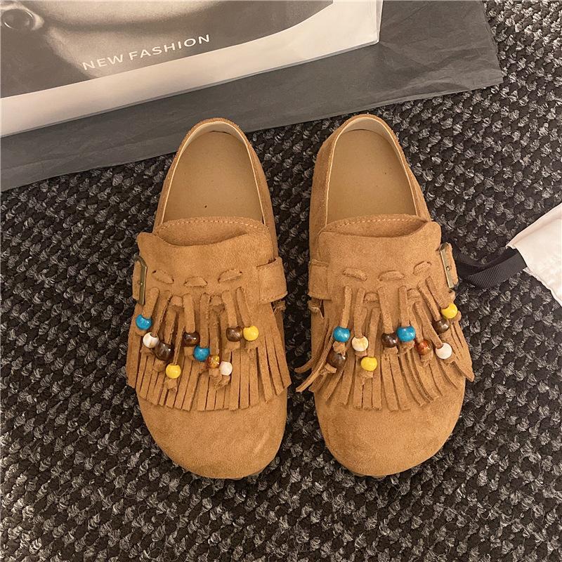 

2025 осень и зима новые богемные ретро Birkenstocks женские туфли на платформе, туфли-лоферы на одном педале, взрыв 40 верблюд