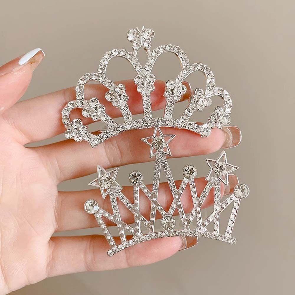 Butterfly Children Tiara Headband Pearl Rhinestone Hairpins Crystal Crown Hair Comb Wedding