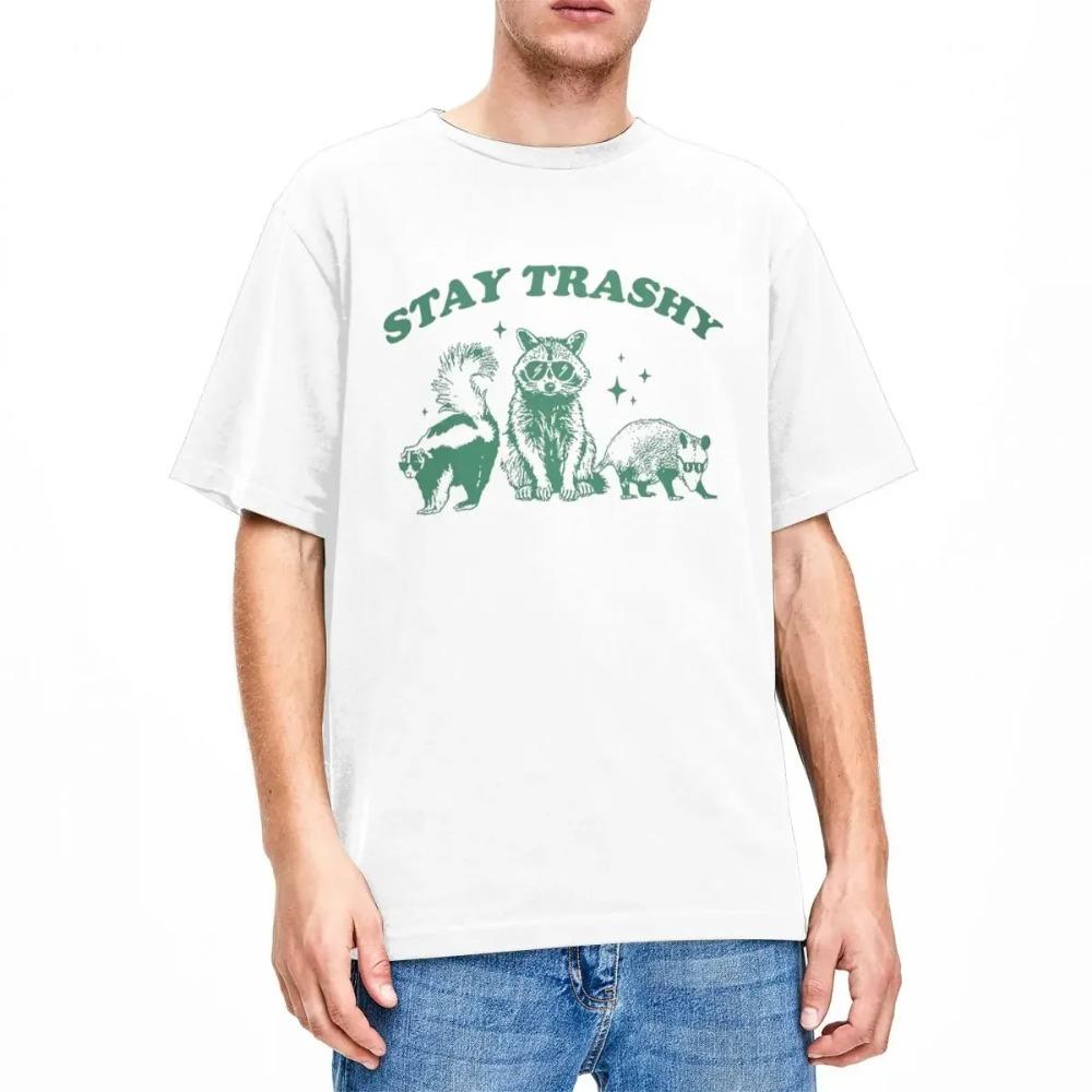 Retro Raccoon Opossum Skunk Meme Shirts Merch for  Stay Trashy Funny T-shirt Short Sleeve Clothing Birthday Gift