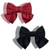 LUYING Ribbon Hair Accessory, Large, Black and Red, Cute, Elegant, Stylish Hair Clip, Popular Big Ribbon, Handmade Clip, Dark Sake Red Ribbon