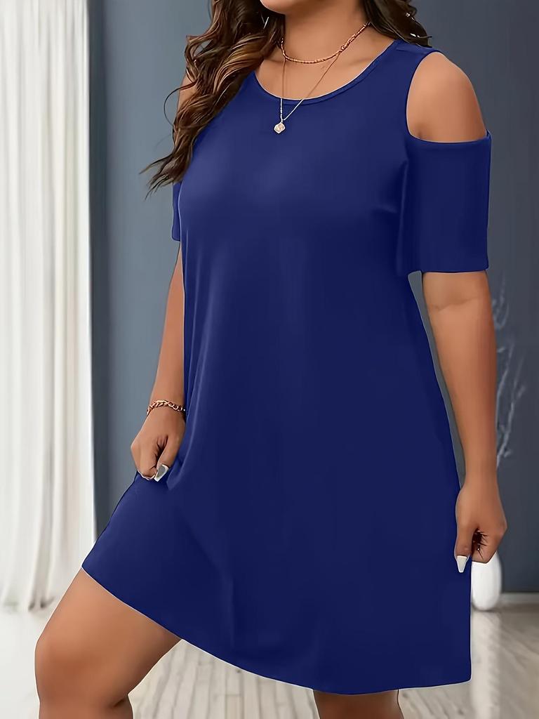 2026 Spring/Summer Plus Size Off-the-Shoulder Short Sleeve Dress for Women