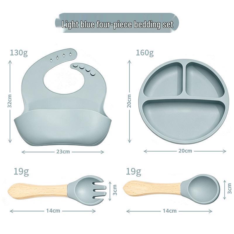 Children's Silicone Cutlery & Dinner Set: Bib, Spoon, Fork, Smiley Plate, and Bowl