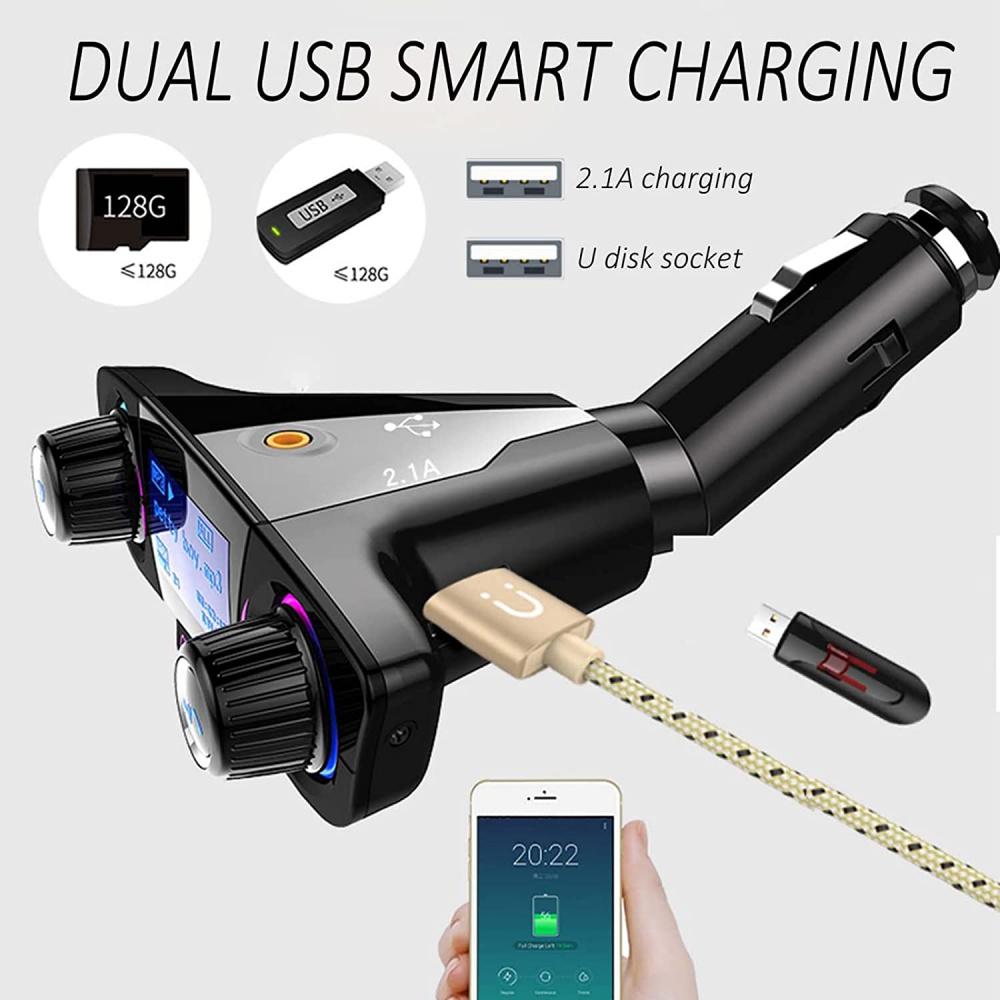 12V Bluetooth Freisprech-Autokit FM-Sender Radio MP3-Player USB-Ladegerät Aux