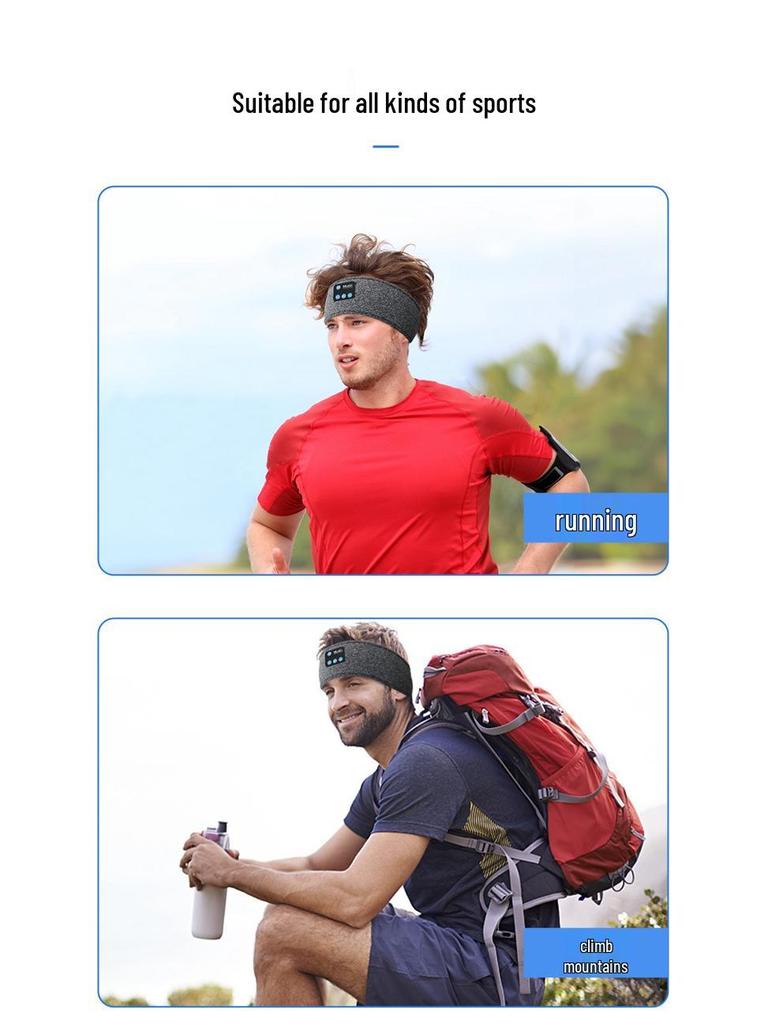 Cross-border Bluetooth Earphone Music Headband: Sweat-Absorbing, Detachable, Washable Sports Fitness Accessory.