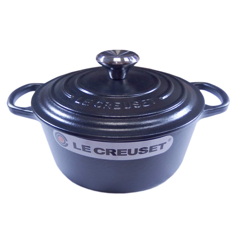 Le Creuset Pot Cocotte Ronde Black 00 Creuset/Le Two-handed 21177-18cm (Silver Knob) [Item]