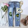 Stylish New Winter Printed Ripped Mid-Waist Women's Denim Jeans