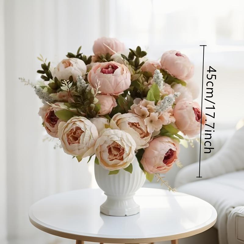 1pc 13 Heads European-style Simulation Peony Living Room Home Dining Table Decorative Flowers Artificial Flowers Artificial Flowers Ornaments.