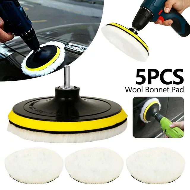 5 Größen 75–180 mm Woll-Polierscheibe zum Wachsen und Polieren von Autolackpflege-Polierpads für Autowaschzubehör