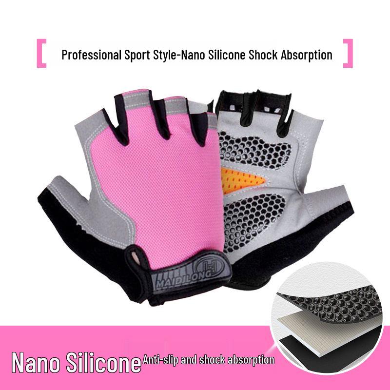 Unisex Half Finger Cycling Gloves with Silicone Grip for Shock Absorption, Anti-Slip, Ideal for Summer, Fishing, and Mountain Climbing.