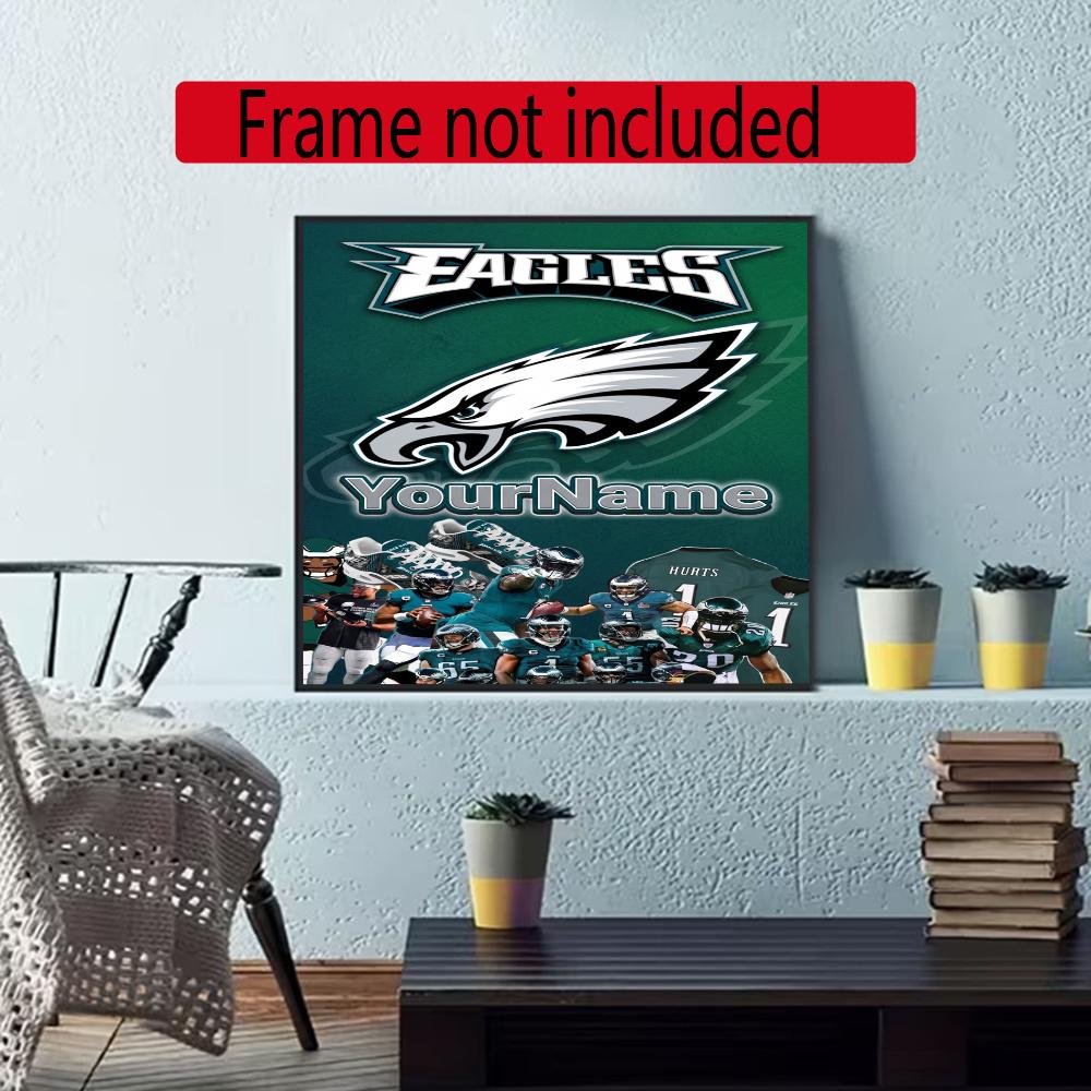 Philadelphia Eagles Customize Your Name Diamond Painting Round Diamond Diy Frameless Holiday Artwork Suitable For Home Office Wall Decoration