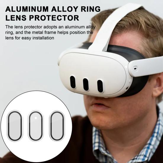 Camera Lens Protector Thin 9H Tempered Glass Anti-Scratch 360-Degree Full Coverage Camera Screen Protector Cover for Meta Quest 3