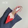 Summer 2025 New French Toe Cap, Pointed Toe, Transparent Pvc Fashion, Red High Heels