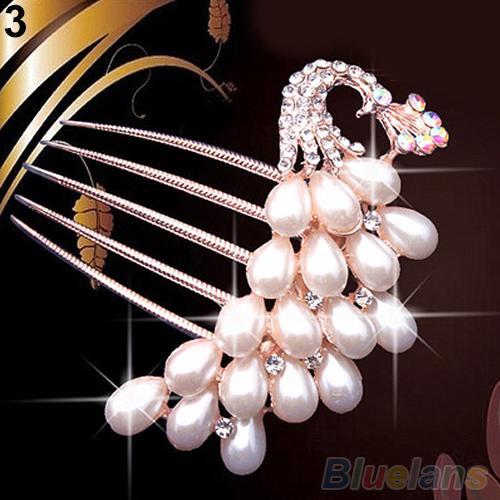 Hochzeit Braut Kristall Strass Perlen Haarnadel Blume Diamante Haarspange Kamm