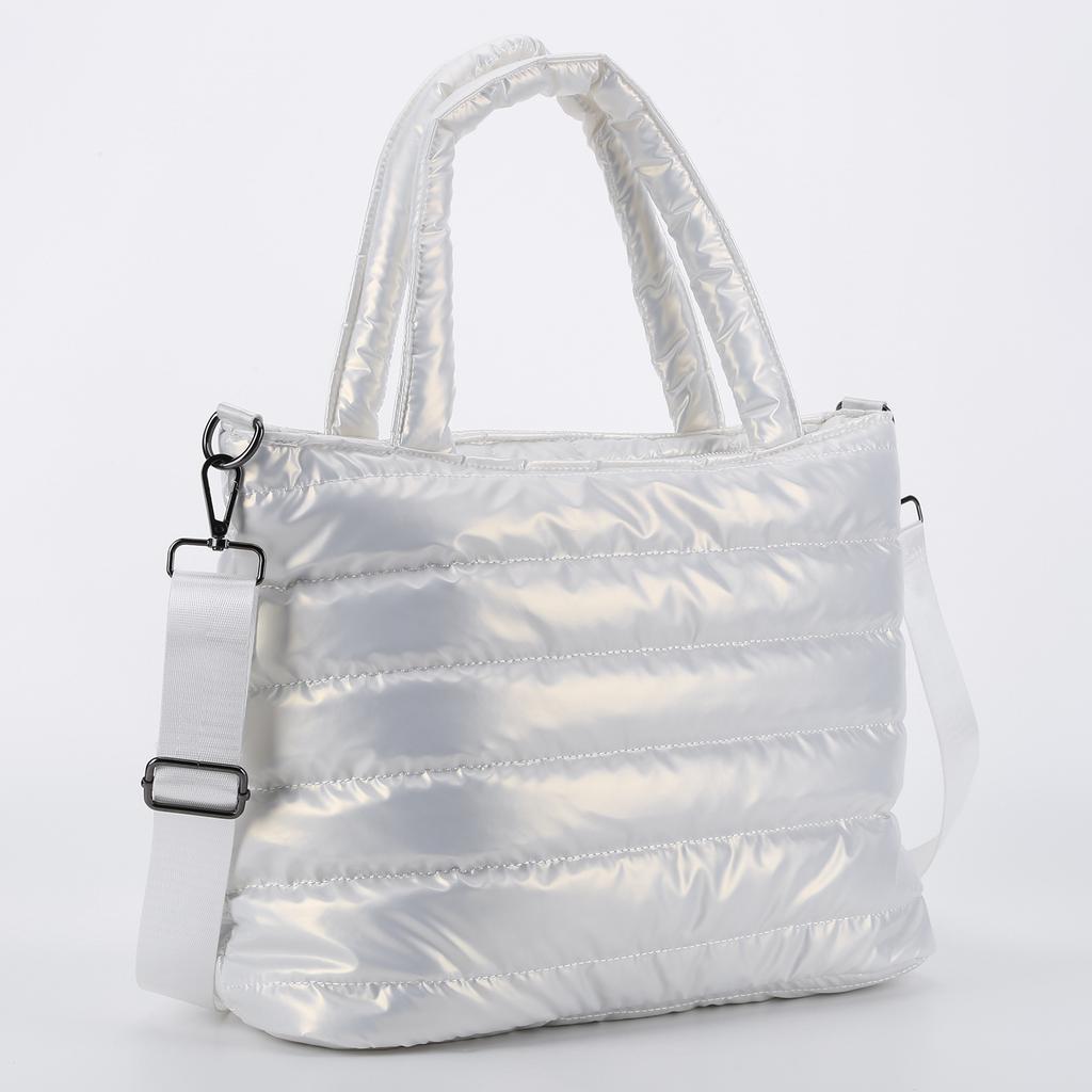 Women Quilted Tote Handbag Versatile Down Hobo Bag Lightweight Puffy Crossbody Bag Large Capacity Casual Winter Commuting Bag