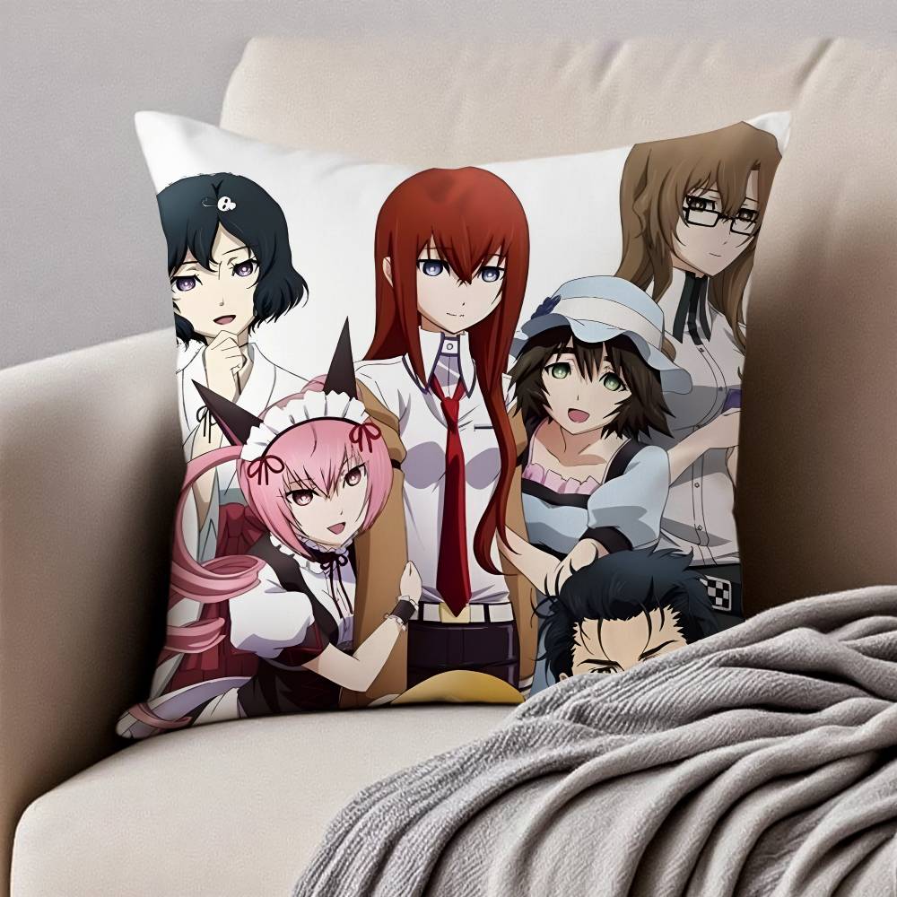 

S-Steins G-Gate Pillow Case Anti-dustmite Pillowcase Invisible Zipper Silky Short Plush Sofa Cushion Cover 12x12Inch