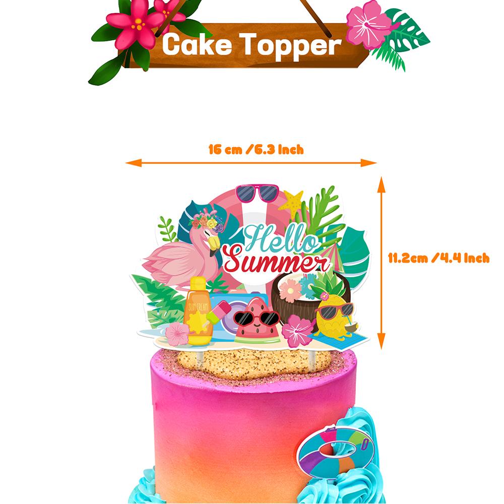 34x Hello Summer Hawaii Party Supplies Decoration Balloons, Banner, Cake Toppers