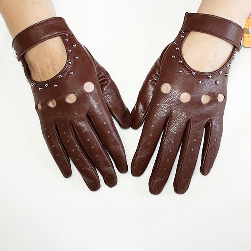 Summer Driving Women's Genuine Leather Driver Gloves Thin Style Unlined Fashion New Motorcycle Riding Color Sheepskin Gloves