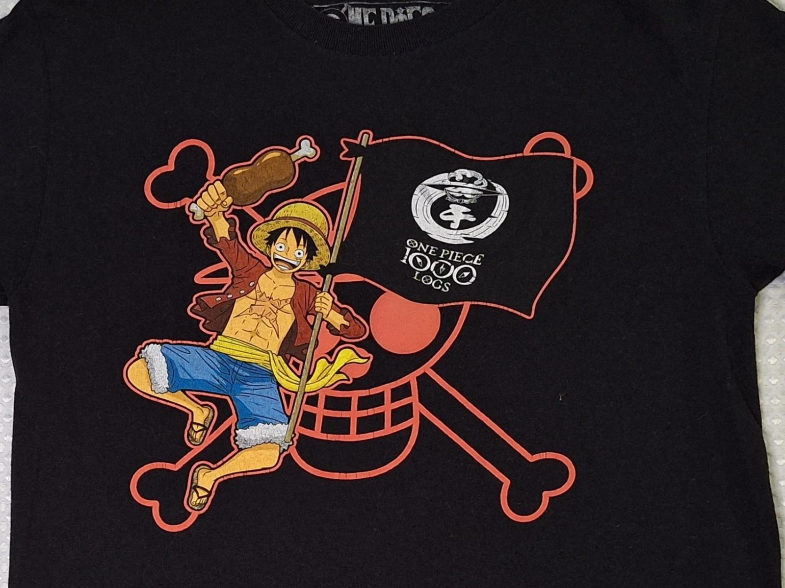 One Piece 1000 Logs Manga Anime Black Cotton T-shirt Size S Ripple Junction S