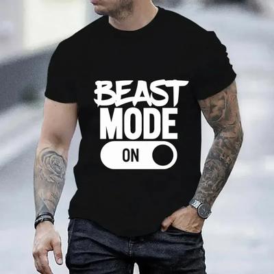 Herren T-Shirts Beast Mode Aufdruck Lustiges Design T-Shirt Kurzarm Urlaubs Oberteile Männlich Damen T-Shirt Oversize Sommerkleidung
