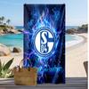 Telo Mare Personalizzato Stampato Schalke 04 FC Logo Calcio Supporto Nome Personalizzato Testo Asciugamano Assorbente Per Sport Viaggio Regalo Speciale