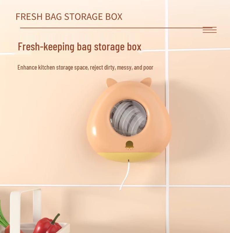 Wall-Mounted Cling Film Dispenser: Food-Grade Storage Box with Pull-Out Sleeve for Disposable Film Bags