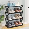 Four-Tier Folding Shoe Rack - a Space-Saving Storage Solution That Can Hold 8 Pairs of Shoes, Featuring an X-Shaped Plastic Frame, Vintage Design