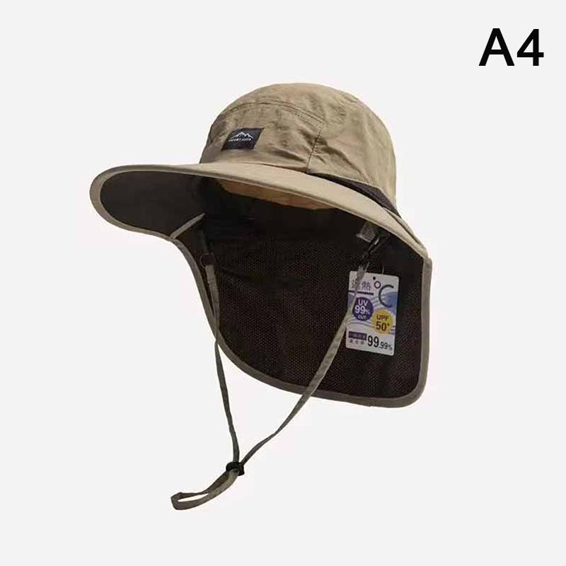 Children'S Summer Wide Brim Waterproof And Quick-Drying Panama Caps Outdoor Visor Uv Neck Protection Bucket Hats