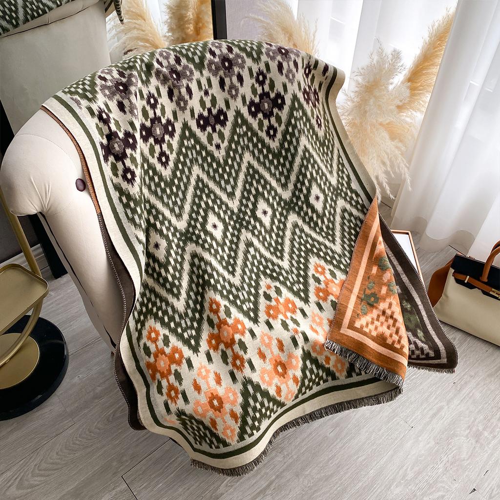 Foreign style scarf women's cashmere office air conditioner shawl with Korean version versatile scarf dual-purpose warm