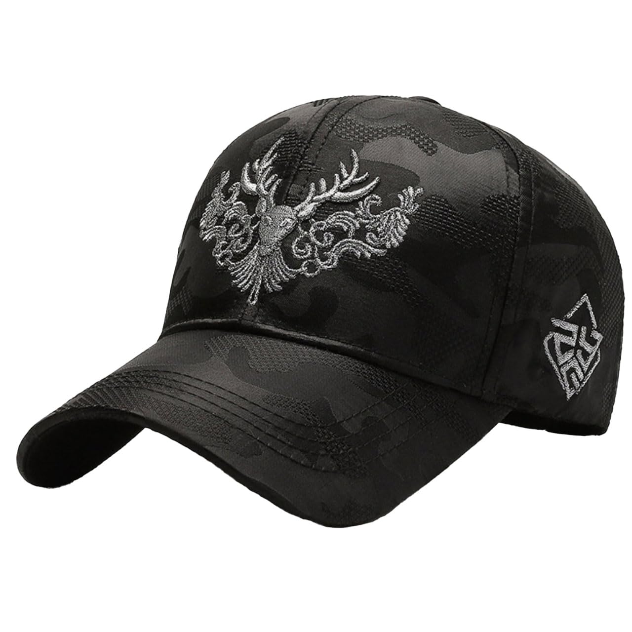 

Animal CZ002 [White Fang] Hat, Baseball, Deer, Brim, Unique, Cap, Stylish, Fashionable, Men s, (Black)