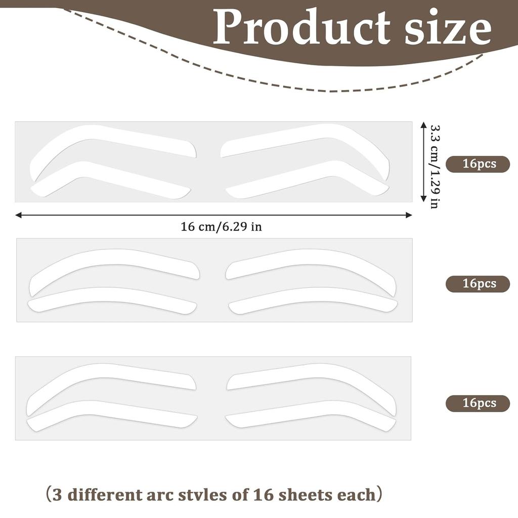48 Pairs Eyebrow Stencil Stickers Disposable,Disposable Eyebrow Tape,Adhesive Eye Brow Stencils for Women,3 Shapes Eyebrows Tape Strips,Airbrush