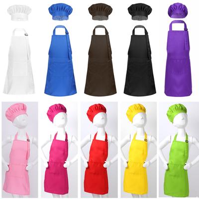 Kids Adjustable Apron and Chef Hat Set Kitchen Cooking Uniform Baking Painting Clothes Boys Girls Chef Costume