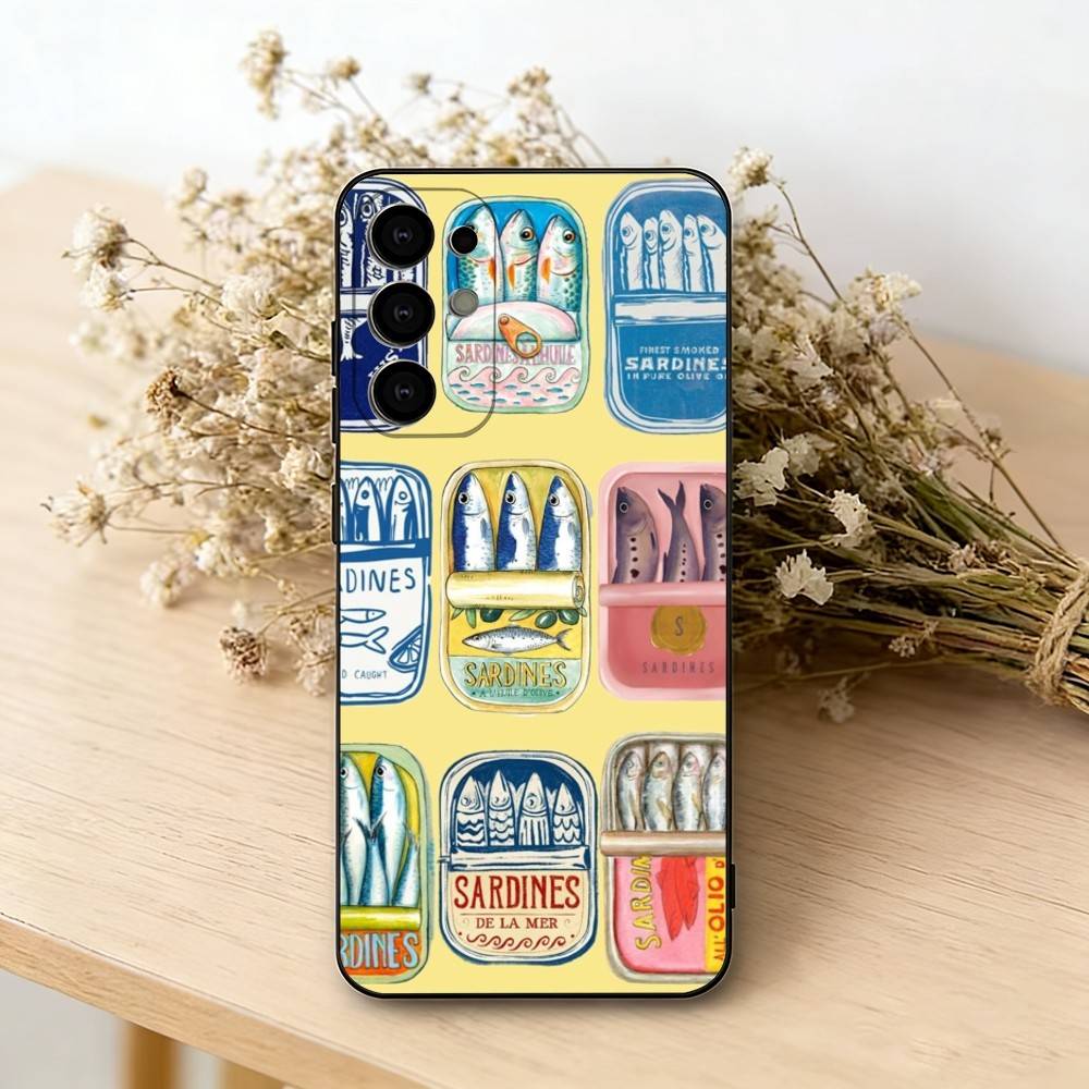 S-Sardines F-Fish Art Phone Case For Samsung S25,S24,S21,S22,S23,S30,Ultra,S20,Plus,Fe,Soft Silicone Black Cover