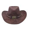 Minority Style Western Cowboy Hat Men's and Women's Roll Top Hat Retro Cow Head Leather Jazz Hat