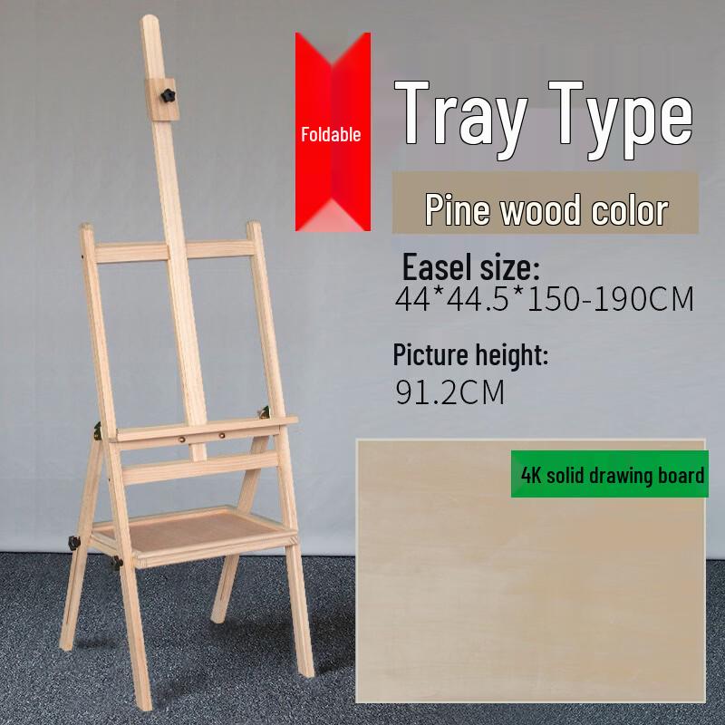 Hantun Foldable Pine Wood Mini Easel with 4K Drawing Board