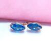 Exquisite Russian 585 Purple Gold Fashion Light Luxury Horse Eye Pointed Earrings Fashion Rose Gold Plated Blue Stone Earrings