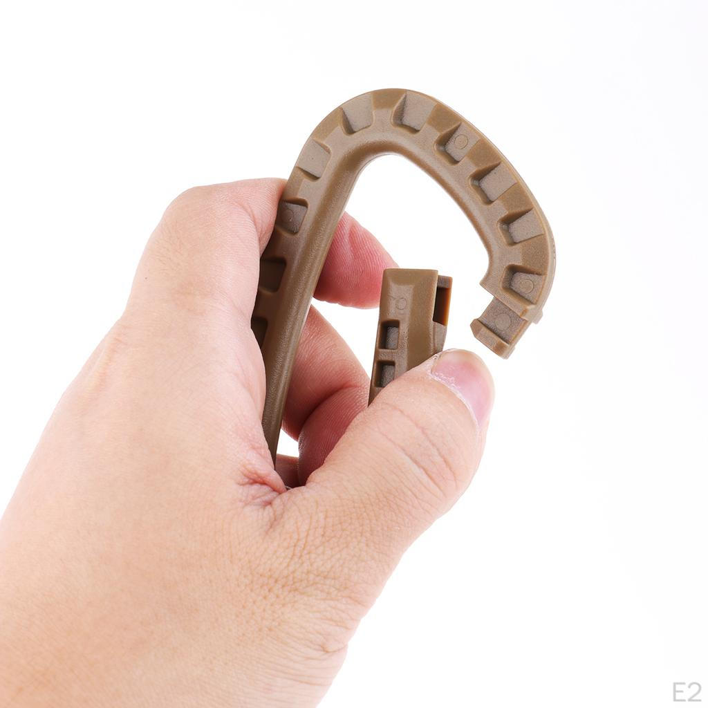 Gear Carabiner Keychain Hard Polymer D Lock Backpack Clips , Khaki
