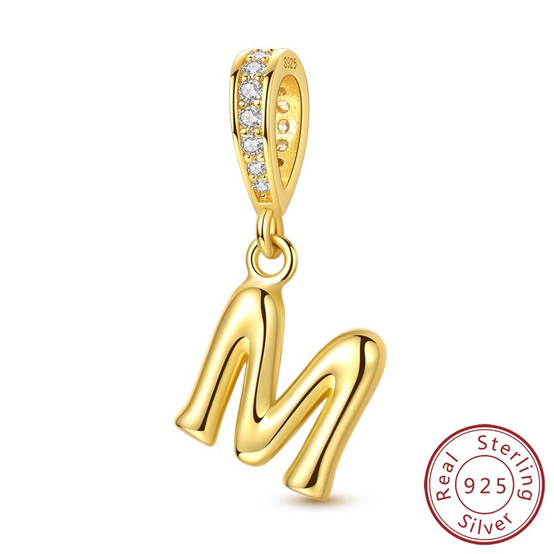 Dekorative Charms Perlenelemente Echtes Kupfer A-Z Alphabet 26 Buchstaben Charm Dekorationen Anhängerstück Geeignet Für Authentischen Armreif Armband