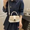 Pu Small Square Bag For Women With Simple Lock Closure For Daily Casual Use
