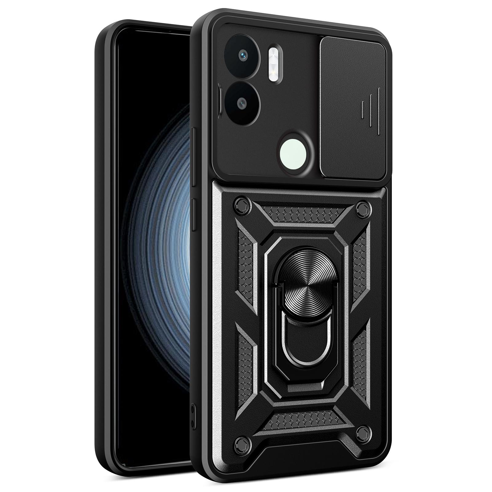 

For Xiaomi Redmi A1+ 4G Case with Slide Camera Lid PC+TPU Kickstand Phone Cover A
