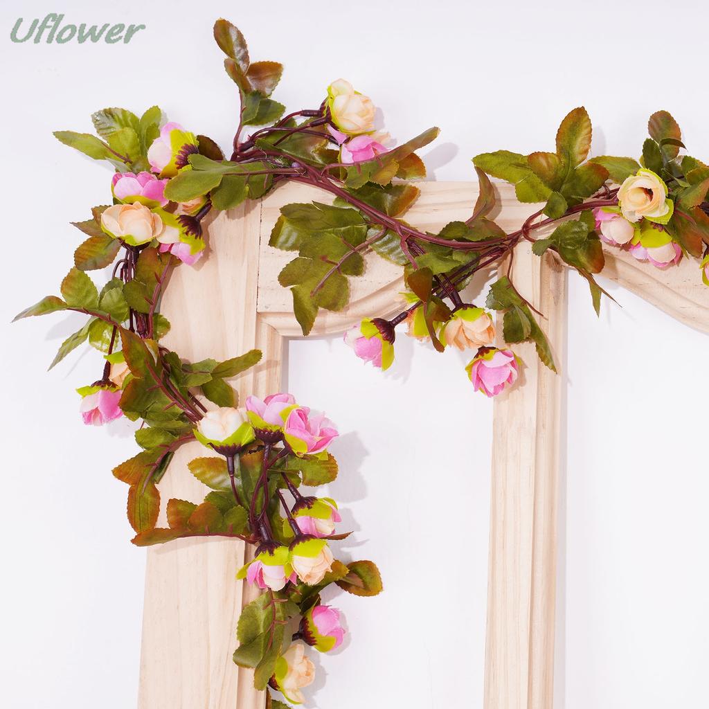 2.2m Silk Artificial Rose Vine Wall Hanging Decor Romantic Rattan Fake Plant Leaf Garland for Home Garden Decoration
