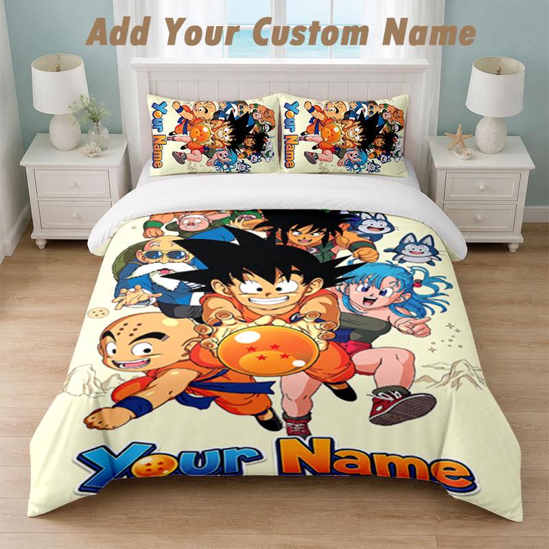 Bedding Set 1 Duvet Cover 2 Pillowcases Dragon Ball Print Soft Bed Linen Bedroom Decor