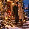 Outdoor Holiday Lighting Christmas Santa Moon Solar Stake Light, Claus Sitting on Half Lamp Decoration Light with Garden Stake, LED Decorative