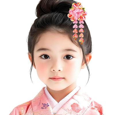 [OTAKUMARKET] Shichi-Go-San Hair Ornament for 3-7 Year Olds, Perfect for Graduation Ceremonies, Hakama, Yukata, and Kimono. Features a Bell,