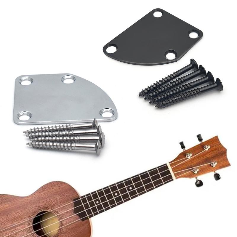 Guitar Replacement Kit 4 Hole Neck Plate Joint Back Mounting Plate with 4 Screws