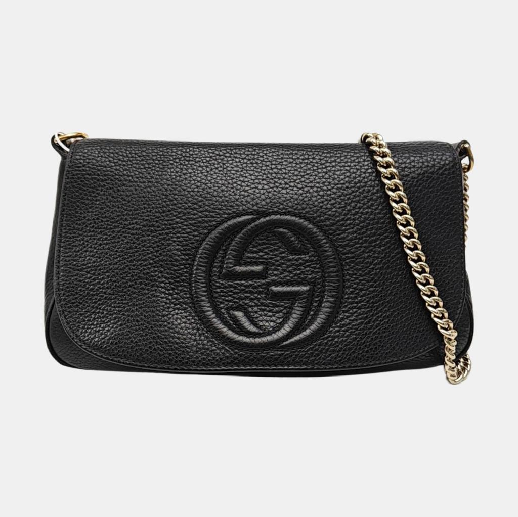 [Pre-Owned] Impressed Logo Chain Tassel Leather Crossbody Shoulder Bag - Fair #9BICUA