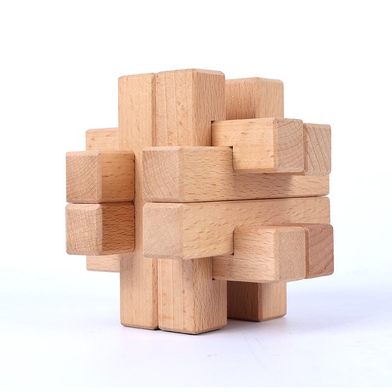 Custom Beech Wood XL Luban Lock: Mortise & Tenon Puzzle Toy