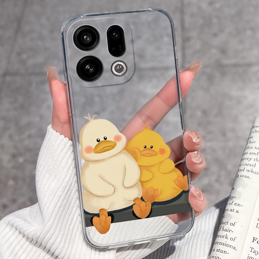 Suitable For Oppo Find X9 X7 X5 Pro X3 X2 Reno11 12 Pro Phone Cover Cute Panda Rabbit Pattern Transparent TPU Dustproof Protective Case For Oppo Shell