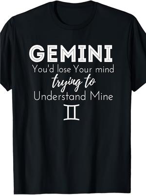 1pc Heavyweight T-Shirt Featuring a for Gemini Zodiac Graphic, Perfect for Casua