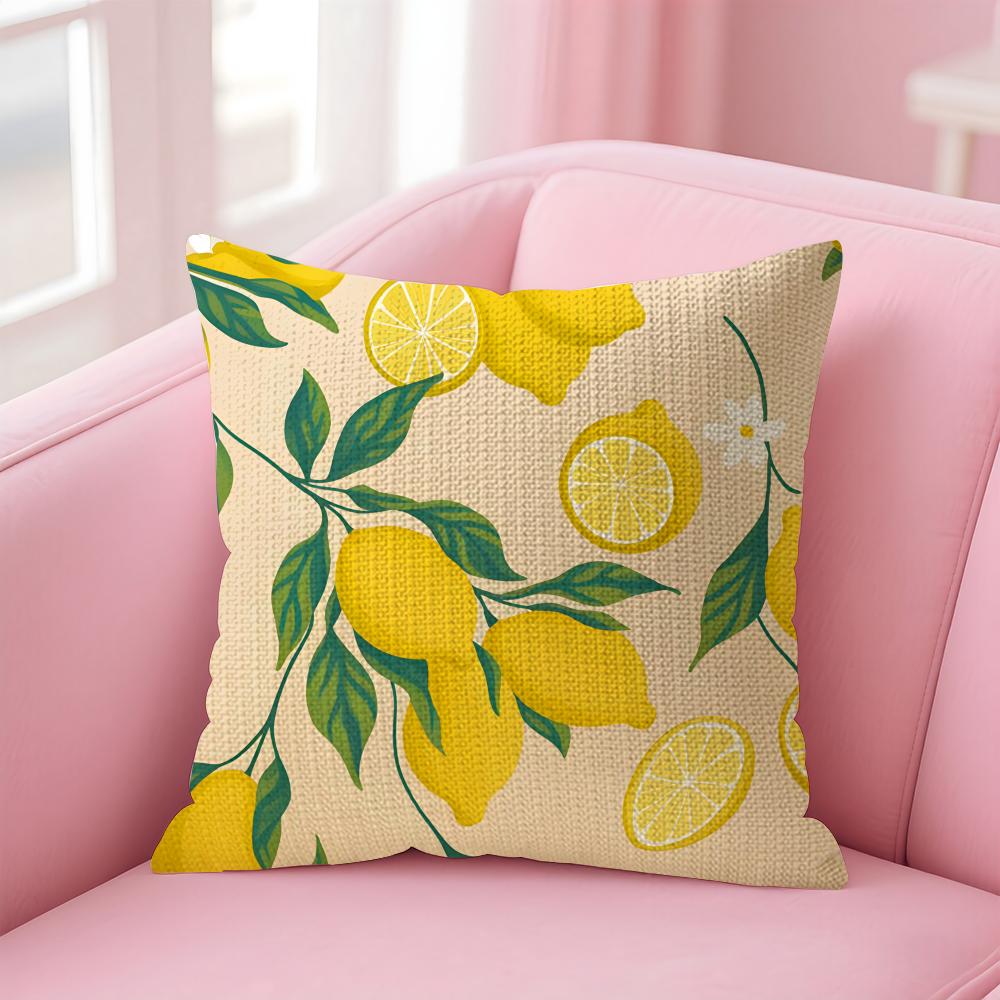 Lemon Fashion Cushion Cover Natural Linen Pillow Case DoubleSided Print Decorative Sofa Pillowcase Home Decor Gift